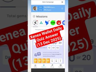Xenea Wallet Daily Quiz Answer (13 Dec 2025) 🔥 | Free Crypto Mining 2025 | #xeneawallet #xenea