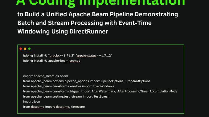 A Coding Implementation to Build a Unified Apache Beam Pipeline Demonstrating Batch and Stream Processing with Event-Time Windowing Using DirectRunner