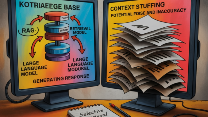 RAG vs. Context Stuffing: Why selective retrieval is more efficient and reliable than dumping all data into the prompt