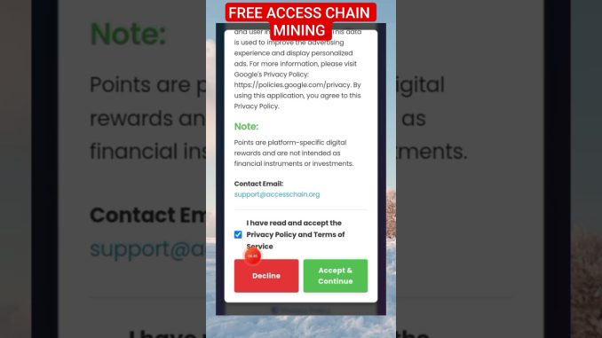 Free Access Network Airdrop mining #shorts