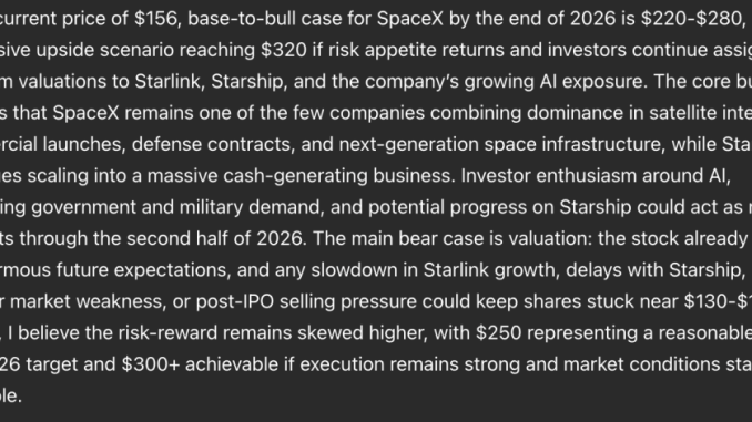 Sam Altman ChatGPT AI Predicts SpaceX Stock Price By End of 2026