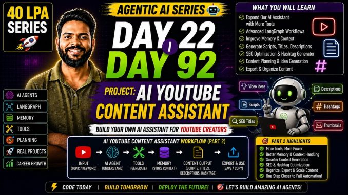 Agentic AI Tutorial for Beginners | Day 22 | 40 LPA Roadmap | Build AI Agents from Scratch (Hindi)