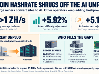 Bitcoin Hashrate Shrugs off the AI Unplug, Regaining 1 ZH/s Level