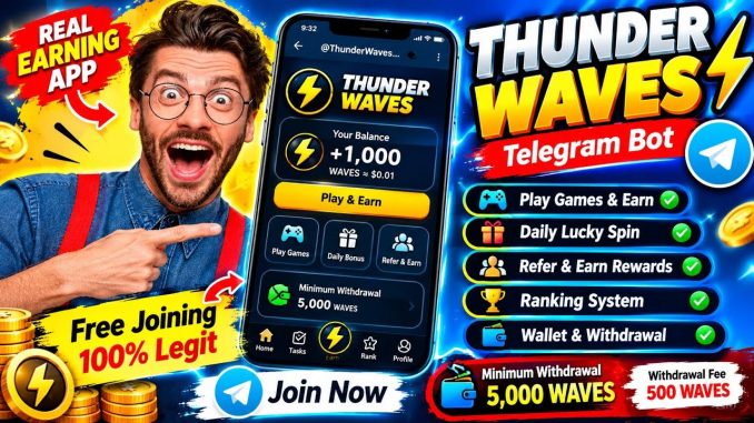 ThunderWaves Telegram Mining Bot | New Telegram Airdrop | Telegram Earning Bot | Crypto Mining Bot